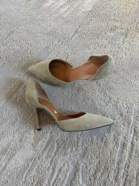 VINCE Vero Cuoio Celeste d'Orsay Pumps suede leather heels sage green taupe 6.5